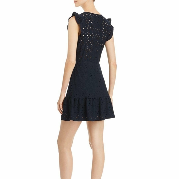 Vero Moda Women’s Sally Eyelet Ruffled Navy Dress Size: M - Picture 3 of 9